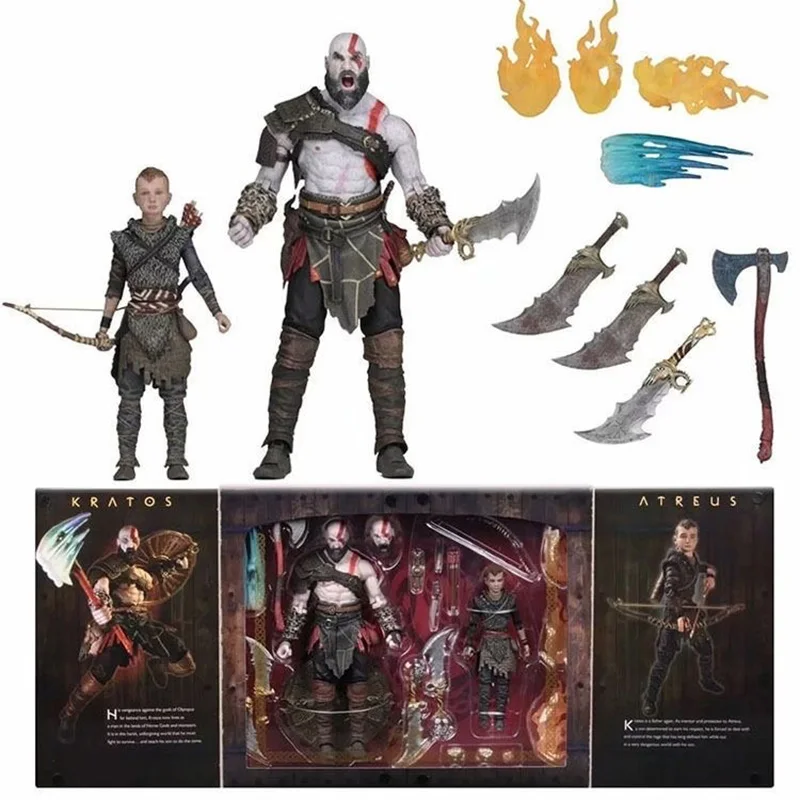 

NECA Ultimate God of War Action Figure Kratos Atreus Ghost of Sparta with Axe Sword Shield Bow and Arrow Classic Game Model Toys