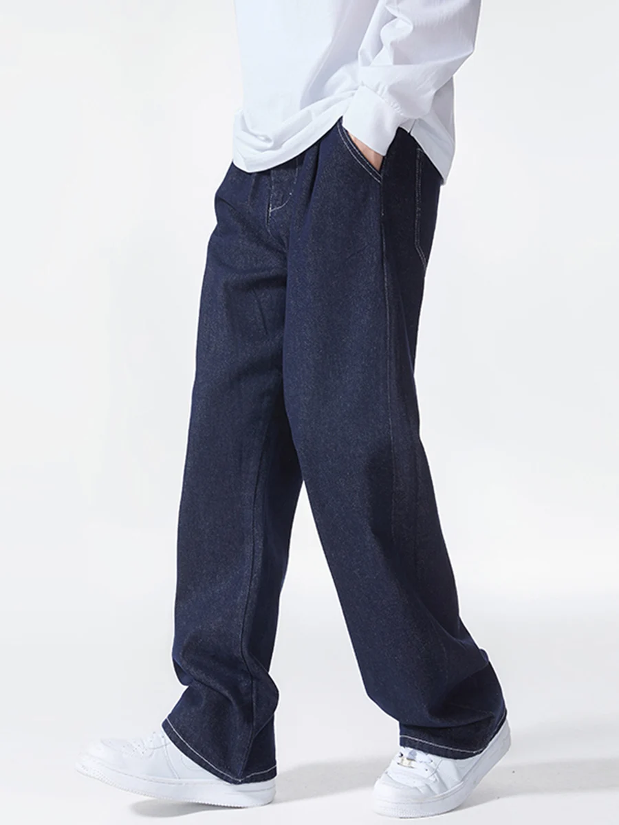 Y2K Retro Solid Color Jeans Men Fashion Loose Straight Casual Pants Soft Denim Men's Denim Street Hip Hop Pants Men's Streetwear