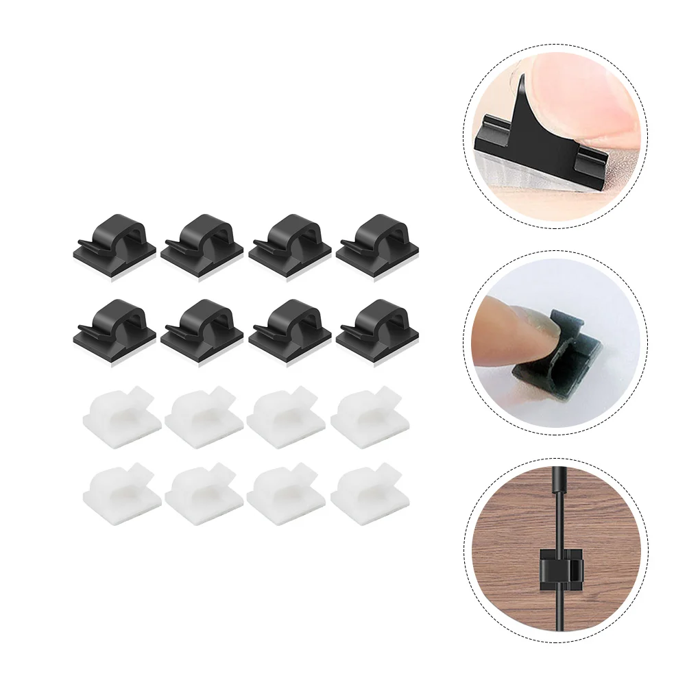 

60Pcs Practical Plastic Self Adhesive Hook Mini Cable Clips for Home Office Desktop