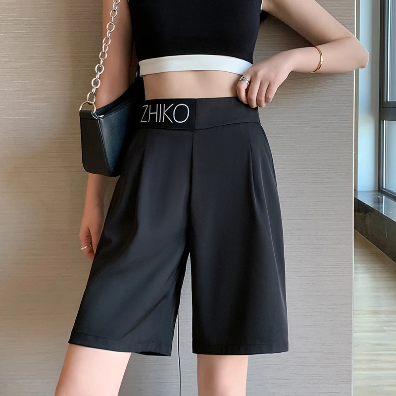 Shorts Women's Cycling Summer Shorts High Waisted Black Suit Shorts Oversize Casual Letter Short Pants Korean Fashion PELEDRESS
