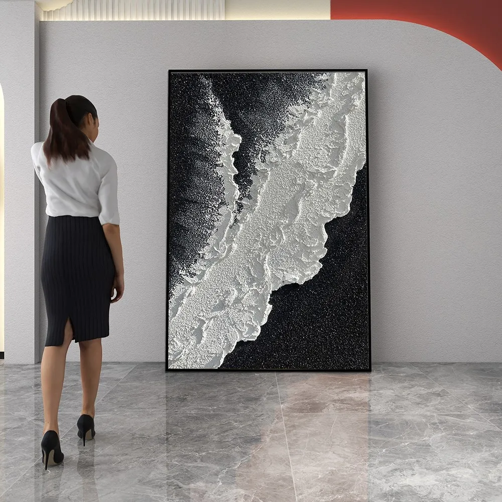 

Black And White Arcylic Oil Painting Without Frame Handmade On Canvas Hanging For Living Dinner Room Washroom Bedroom Wall Art