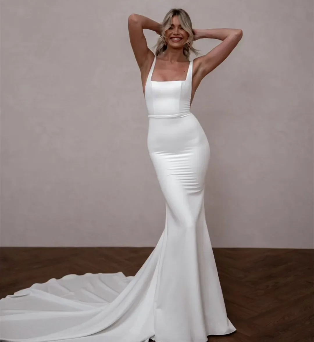 Женское свадебное платье с юбкой годе классическое винтажное открытой спиной