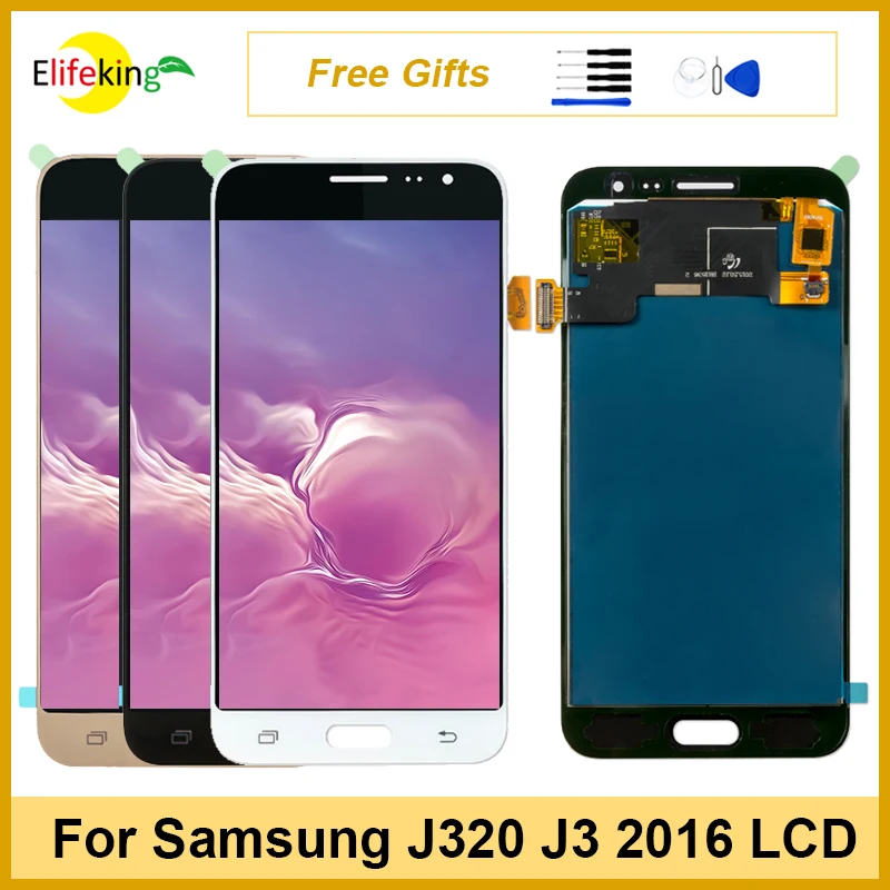 ЖК-дисплей J320 OLED для Samsung Galaxy J3 2016, дисплей J320F, J320M, J320H, сенсорный экран с дигитайзером в сборе для замены, бесплатные инструменты для ремонта, 1 шт.