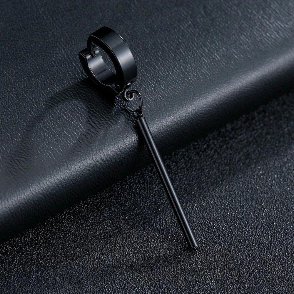 

Punk Mens Long Stick Ear Stud Set Black Earrings Gift for Boyfriend Lover Jewelry Nightclub Bar Earring