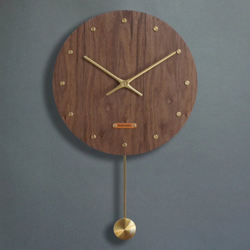 

Chinese Vintage Pendulum Wall Clock Wood Mute Living Room Quartz Clock Creative Art Clocks Home Wooden Clock Retro Watch C6T