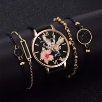 lvpai 5pcs set women watches bracelet black ladies bracelet watch casual leather quartz wristwatch clock relogio feminino