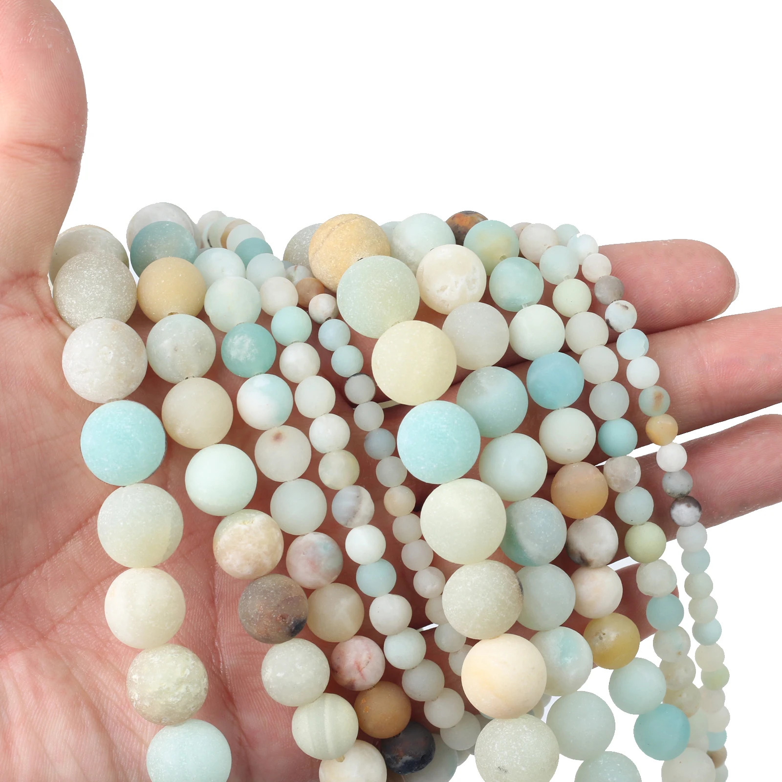 

Natural Stone Matte Amazonite Round Stone Beads For Jewelry Making 4 6 8 10 12mm Perles Gem Loose Beads Diy Bracelet Necklace