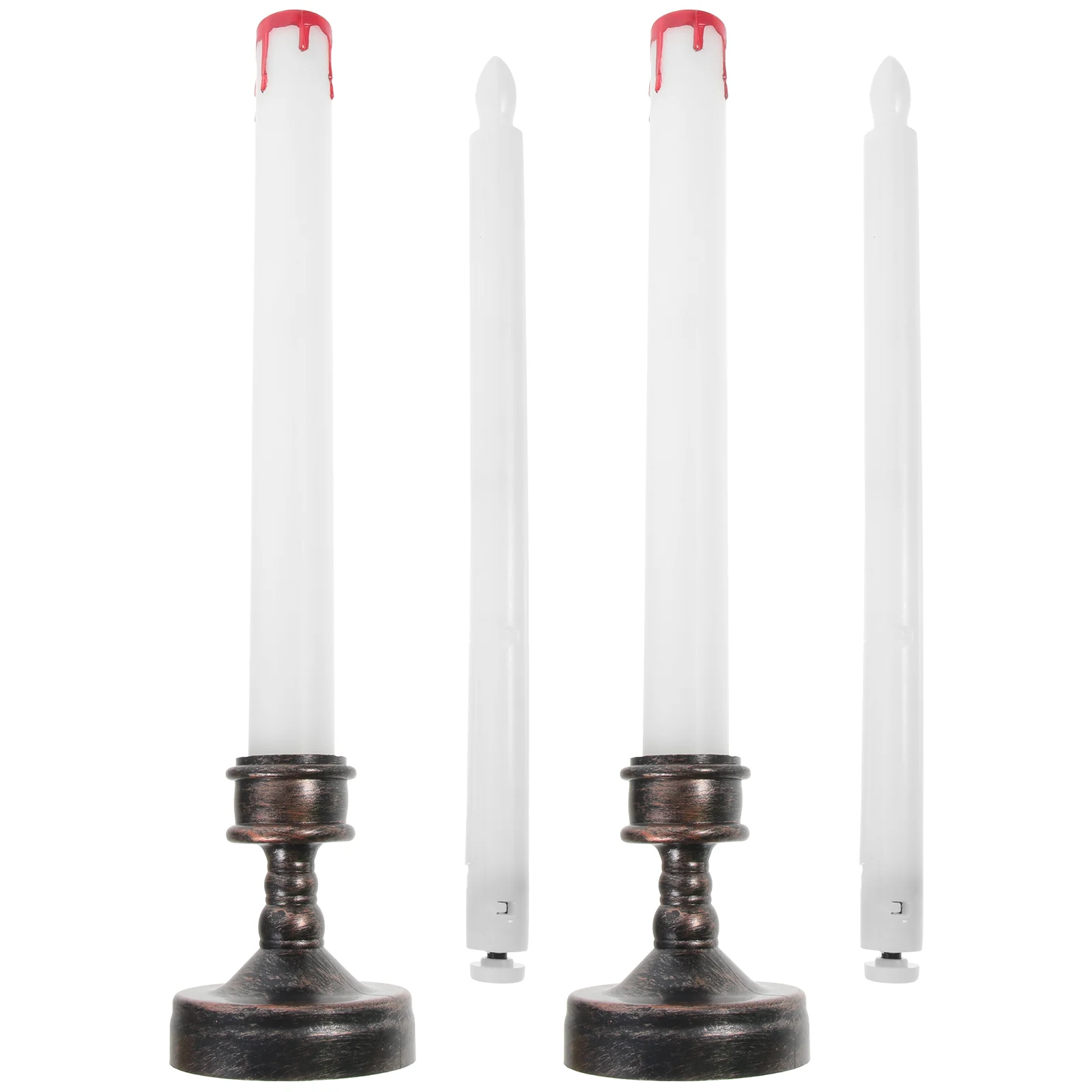 

2 Pcs Electronic Centerpiece Decorative Lights Flameless Decoration Brown Candles Strip Plastic Operated