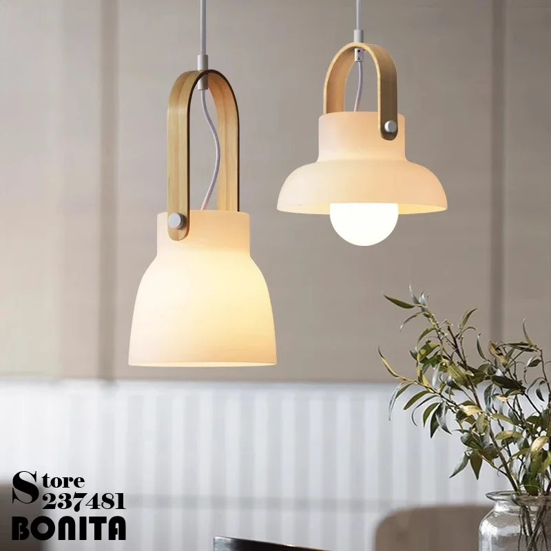 Винтажный молочно-белый стеклянный потолочный подвесной светильник с ручкой из