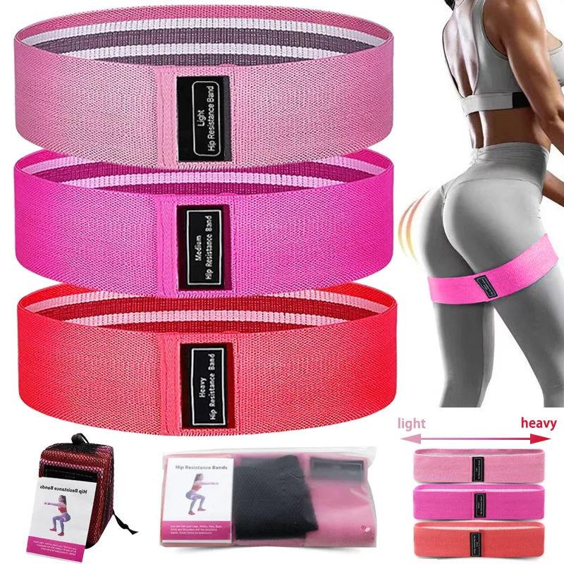 Плетеная тканевая петля для тренировок набор из 3 эластичных лент ног и бедер