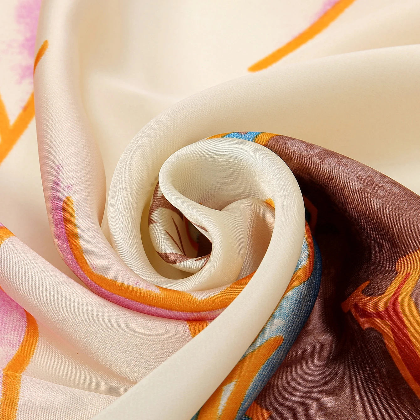 Шелковые женские шарфы с цветочным принтом Длинная атласная шаль для женщин