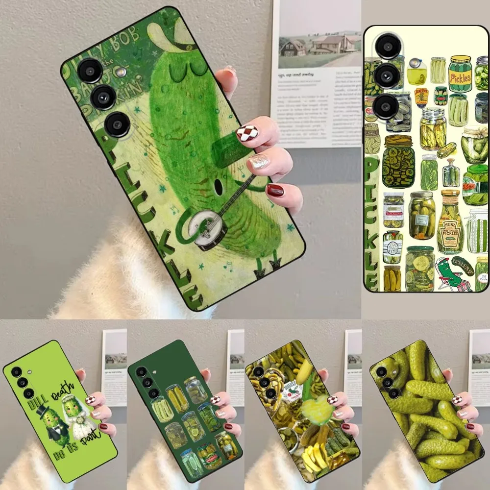 Чехол для телефона Pickles Cucumber Samsung S24 23 22 30 21 10 9 Ultra Plus Lite FE мягкий силиконовый черный