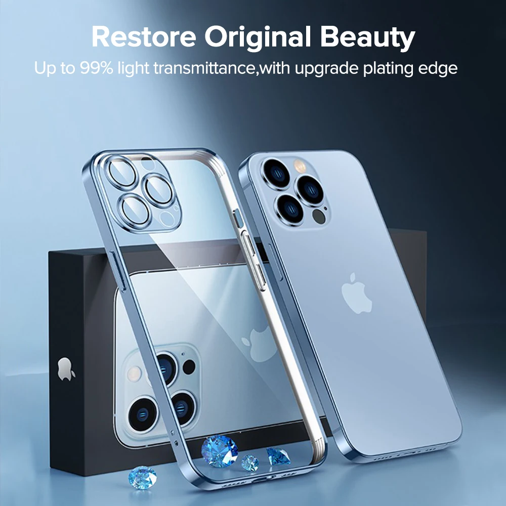 Joyroom Plating Case For iPhone 14 13 12 Pro Max Full Lens Cover Shockproof Soft TPU Cellphone Case Cover For iPhone 14 Pro Max