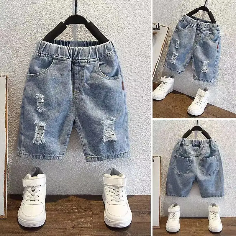 

Unisex Children Denim Shorts Thin Ripped Jeans Summer Shorts Toddler Kids Girls Casual Cowboy Short Pants Kid Clothes 4 5 6 7 8