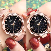 fashion stars watch luminous charming leather frosted strap star dotted roman scale watch luxury womens watch