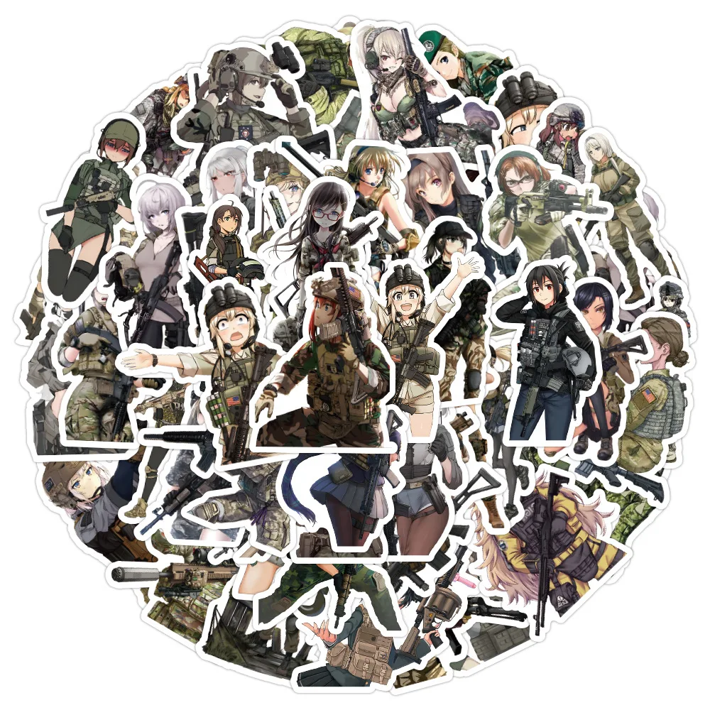 

10/50Pcs Camouflage Female Soldier Stickers for Kids Graffiti for Laptop Luggage Motorcycle Car Cute Girl Sticker Decals