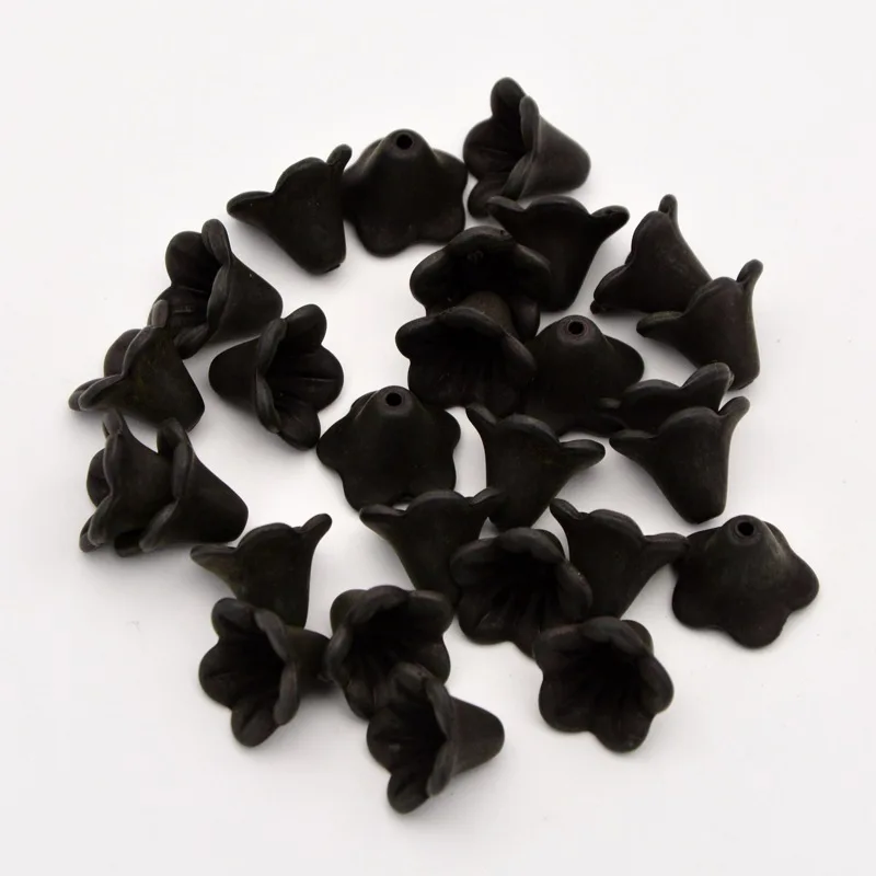 

500g Frosted Flower Acrylic Beads Black 14x10mm Hole: 2mm about 1300pcs/500g