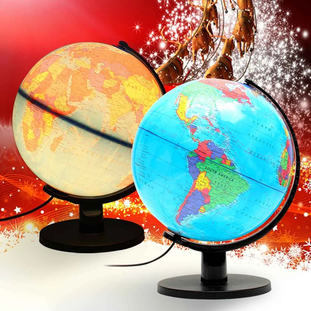 

New 25CM World Globe Map Rotating Stand With LED Light World Earth Globe Map School Geography Educational Supplies Table Lamp