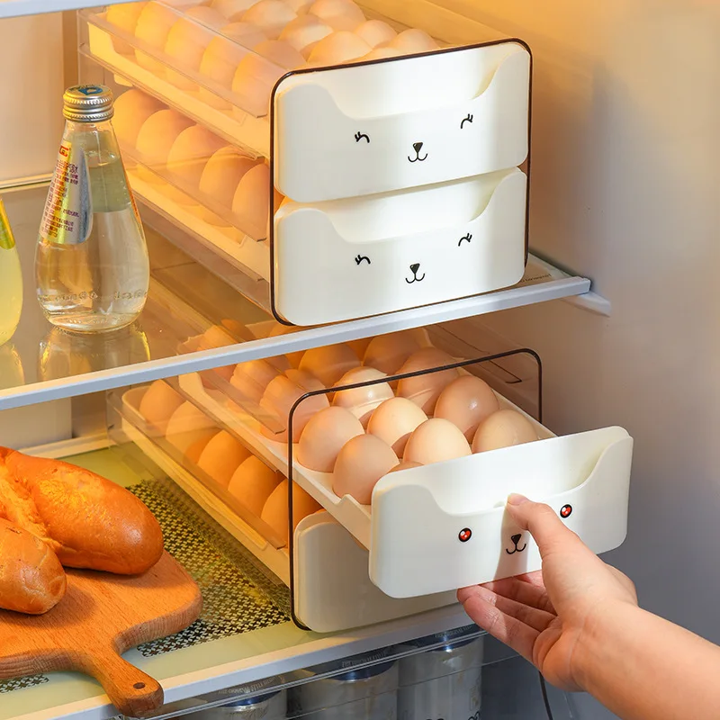 

Refrigerator egg storage box drawer type transparent egg rack household double-layer egg fresh-keeping box