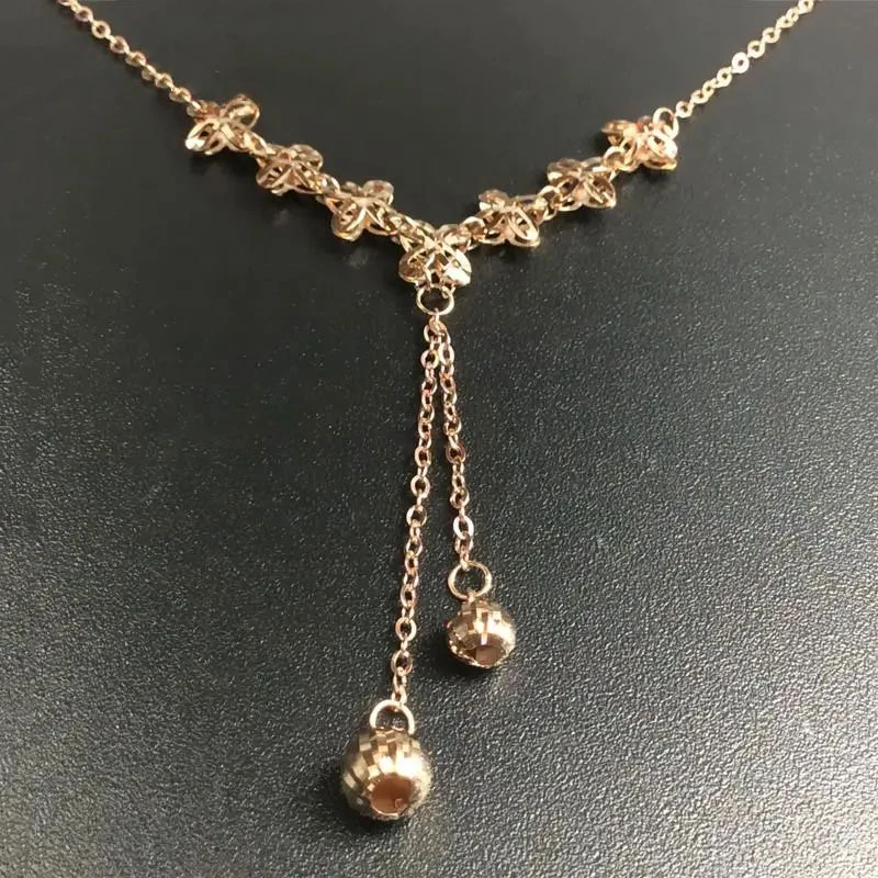 

Цепочка из розового золота 585 пробы с кисточками и цветами, 14 к