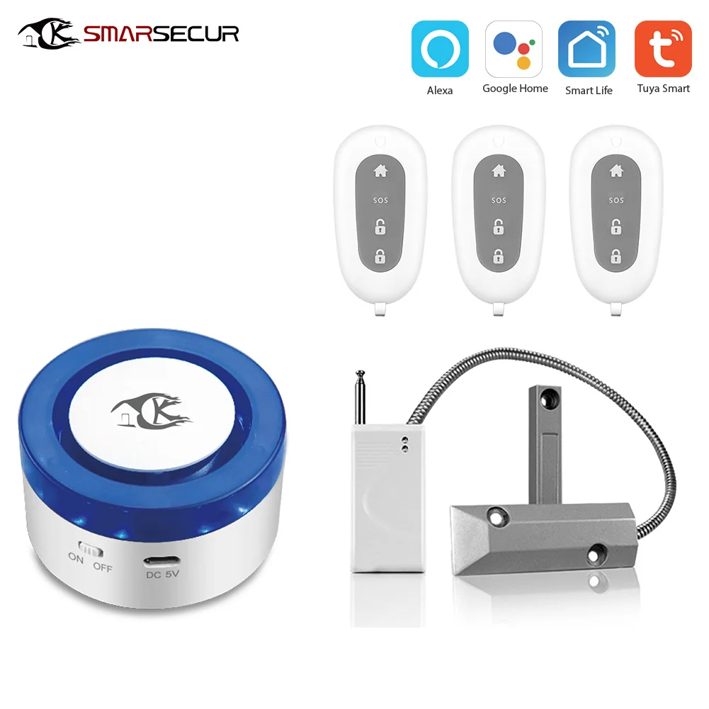 

Беспроводная интеллектуальная Wi-Fi сигнализация сирена для домашней безопасности с приложением smart life с магнитным контактом роликовых воро...