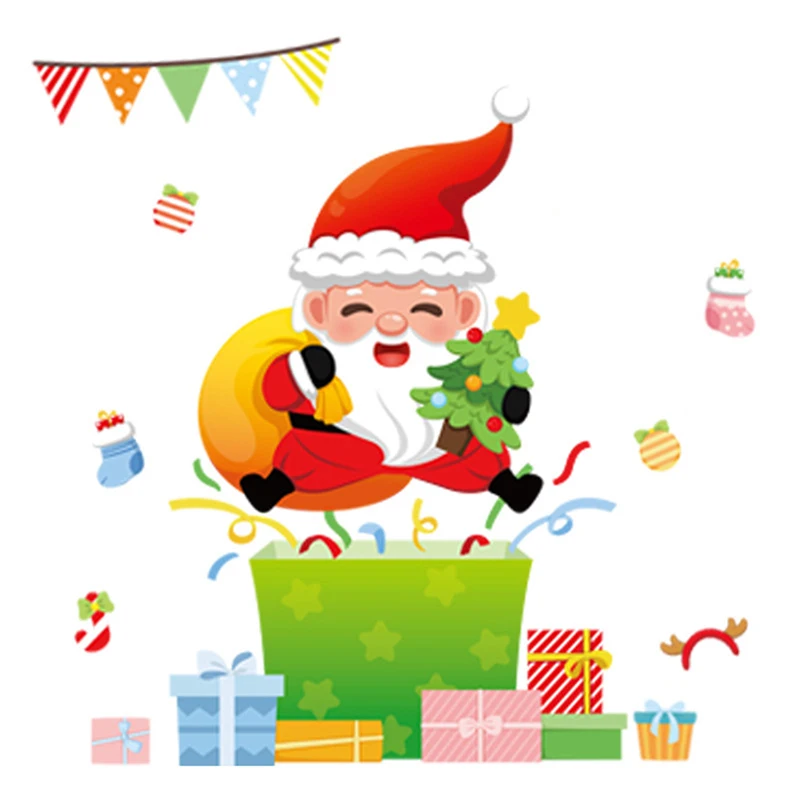 

1 лист 2023 Рождественская Наклейка на окно наклейки в виде Санта Клауса снежинки зимние Наклейки на стены для детской комнаты Новый год Рожде...