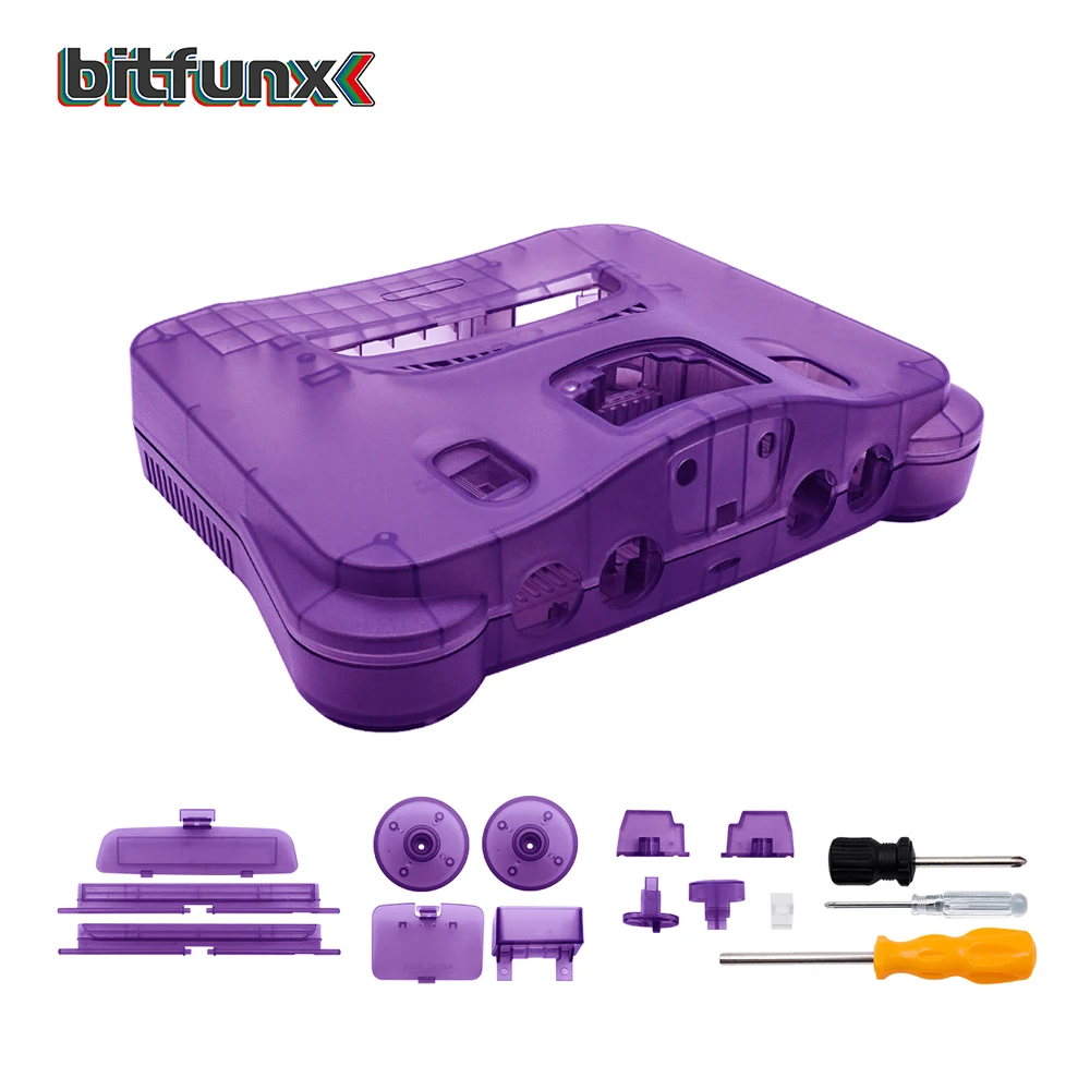 For N64 Nintendo 64 Replacement Shell Case Transparent Case Compatible with N64 Extreme Green Translucent Grey Purple