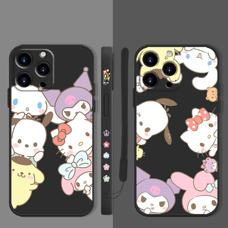 

Hello Kitty Kuromi My Melody Friends Liquid Case For Apple iPhone 14 13 12 11 Pro Max 13 12 Mini XS XR X 7 8 6 6S Plus Cover