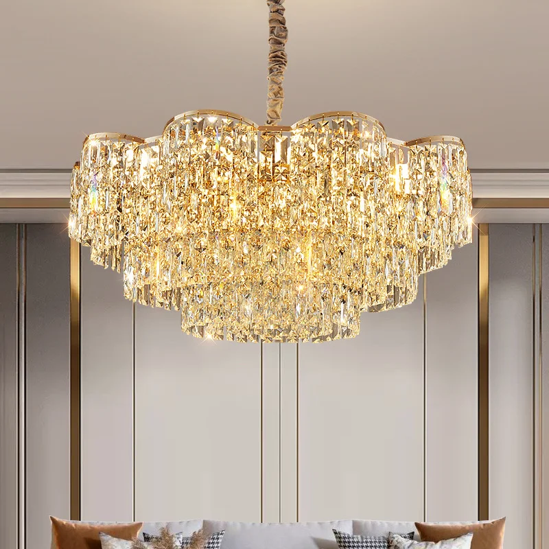 

Modern Luxury Chandelier Living Room Gold Home Decor Round Crystals LED Hanging Lamp Dining Room Kitchen Island Light Fixture