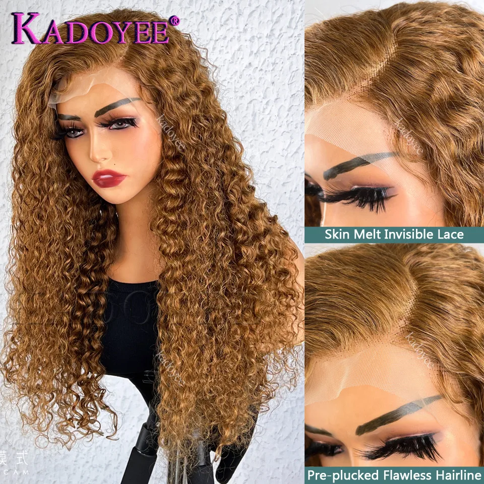 Honey Blonde Lace Front Wig Human Hair Lace Frontal Wig Deep Curly 13x4 Lace Front Human Hair Wigs HD Brazilian Human Hair Wig