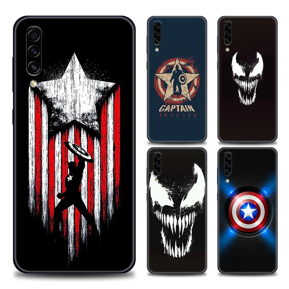 

Phone Case for Samsung A10 A20 A30 A30s A40 A50 A60 A70 A80 A90 5G A7 A8 Silicone Cover Venom Spiderman Captain America Marvel