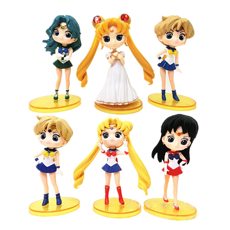 

6pcs/1set New Sailor Moon Anime Action Figures 11CM Mercury Venus Jupiter Toys for Girls Desktop Collection Gift Ornament