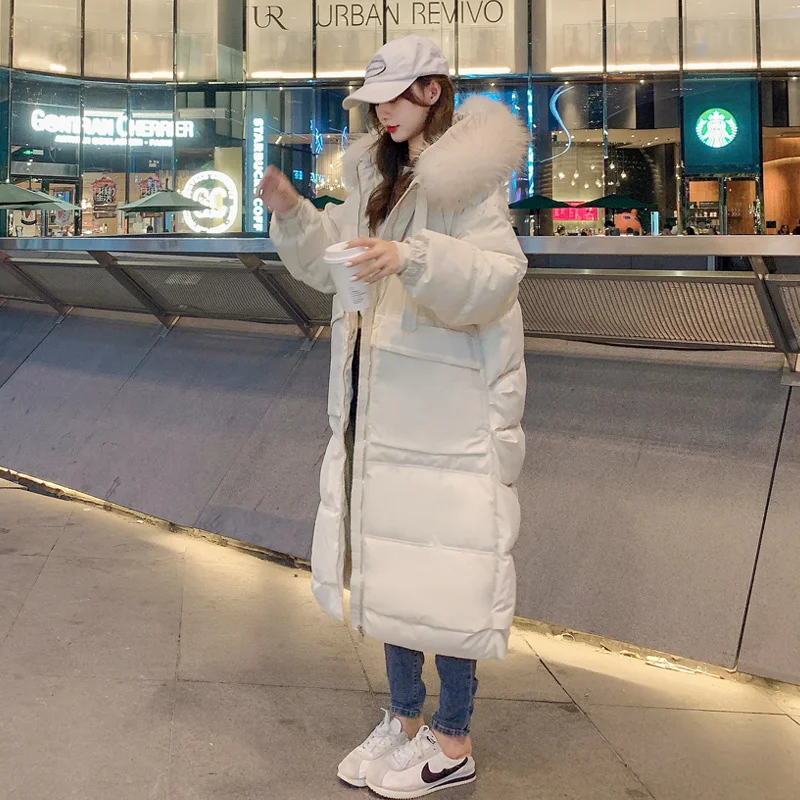 

Thickened White Bread Down Cotton Coat Female Korean Version Loose Women's Winter Mid-length Cotton Jackets Coat 2022 Woman New