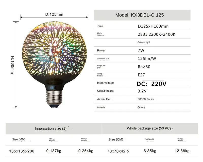 

3D красочные украшения светодиодная лампа E27 ретро лампа винтажная светодиодная лампа Эдисона ST64 A60 G80 G95 G125 сердце рождественский ночник