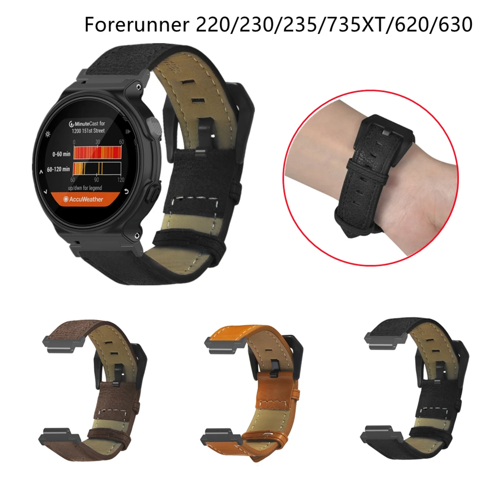 

Leather Watch Band For Garmin Forerunner Forerunner 220 230 235 620 630 735XT Approach S20 S5 S6 Smartwatch Wristband Bracelet