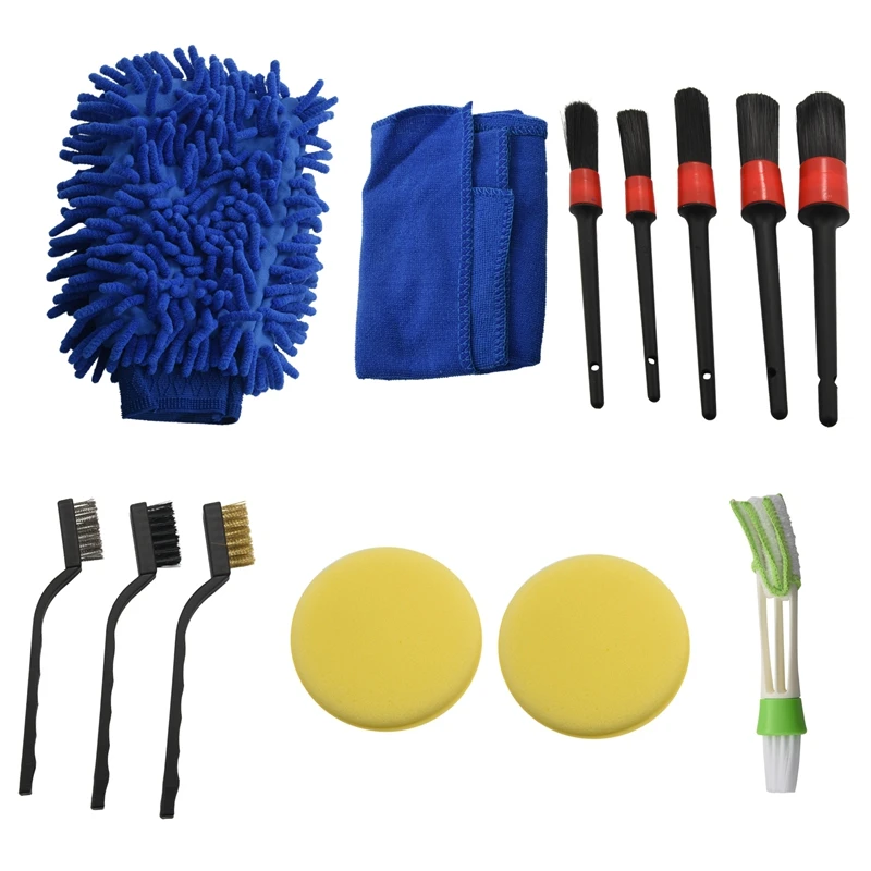 

13Pcs Detailing Brush Set Car Cleaner Brush Set for Cleaning Car Motorcycle Interior Exterior Leather Air Vents