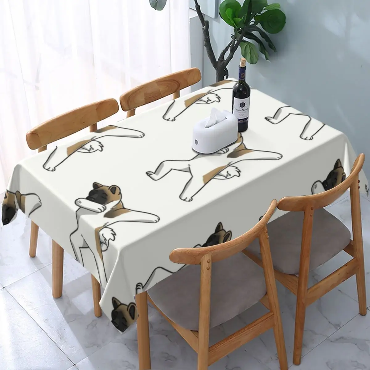 

Водонепроницаемая прямоугольная скатерть с изображением собаки Dabbing Akita