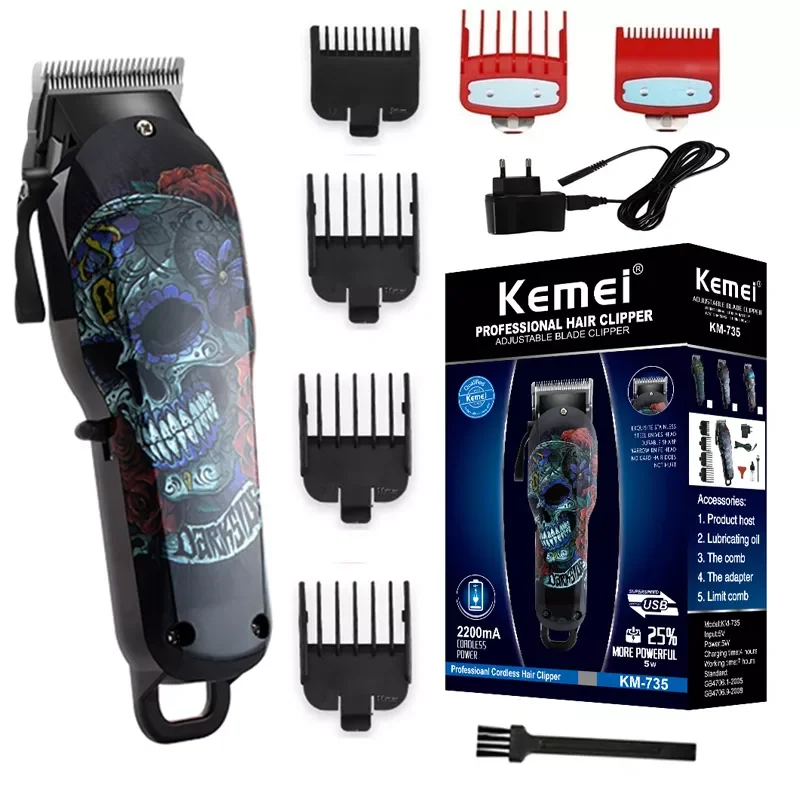 

Kemei Wirelesshair clipper professional hair trimmer men electric powerful motor hair cutting machine lithium battery 100v-240v