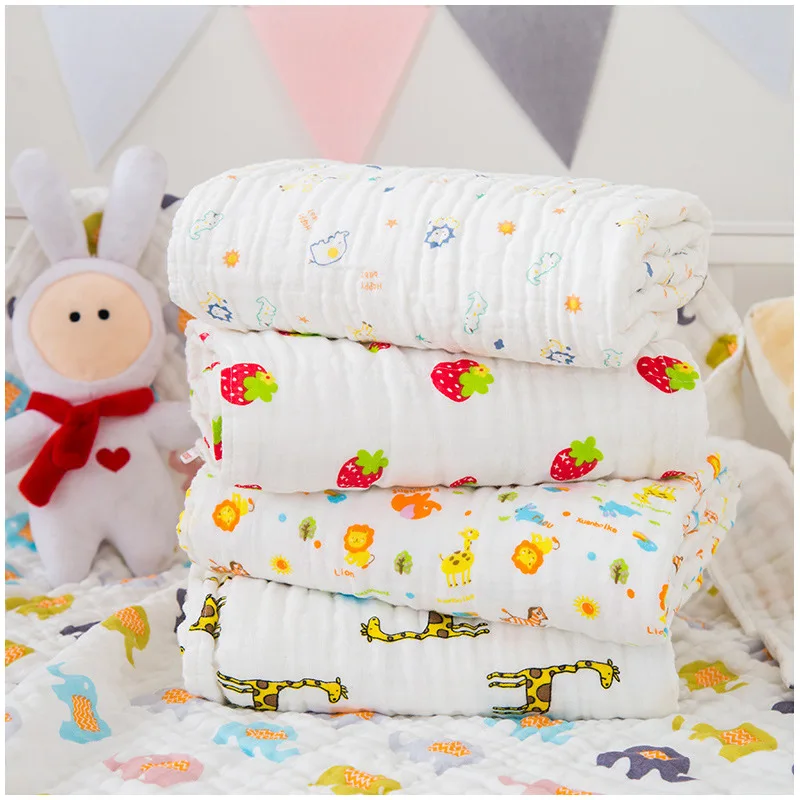 

Baby Blanket Quilt High Density 110*110CM Baby 6-layer Baby Blankets 100% Cotton Gauze Bath Towel Newborn Baby Swaddle Wrap