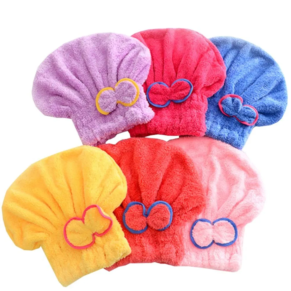 

Быстросохнущее банное полотенце для волос, полотенце для спа-процедур с бантом, головной убор, шапка, коралловые флисовые шляпы для женщин, ...