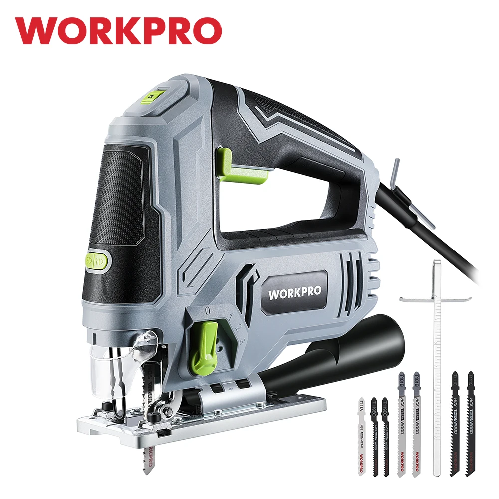 WORKPRO 850W Corded Jig Saw, Jigsaw Tool Corded Electric Power Cutter for Wood, Metal and Plastic Cutting with 7 Blades
