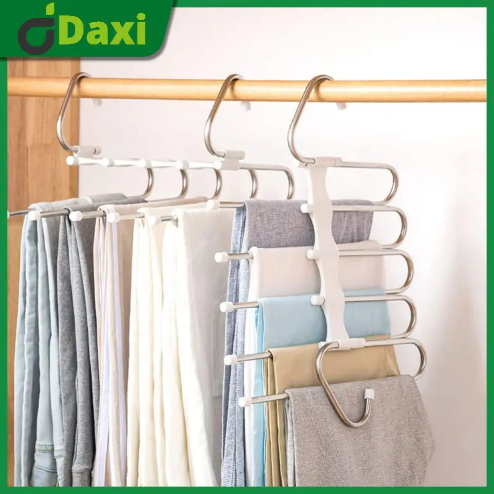 

Retractable Non-slip Pant Rack Hanger Clothes Organizer Stainless Steel Multi-layer Coat Hanger Trousers Hangers S-type