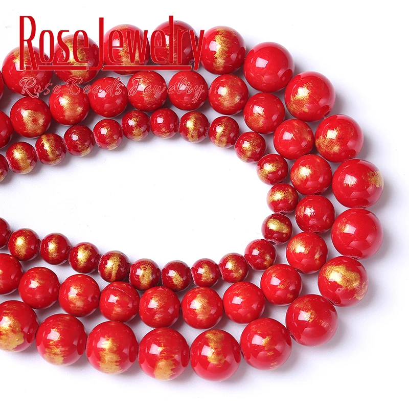Natural Red Lapis Lazuli Jades Stone Beads For Jewelry Making Round Loose DIY Bracelet Necklace Accessories 4 6 8 10mm 15" |