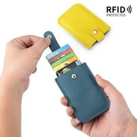new slim rfid blocking genuine leather wallet credit id card holder cowhide purse money case for men women 2022 portable clutch