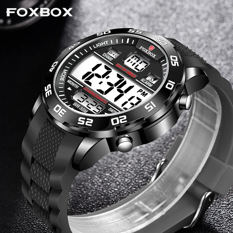 

LIGE Brand FOXBOX Man Wristwatch Eletronic LED Digital Military Watch For Men Casual Sport Waterproof Luminous Alarm Chronograph