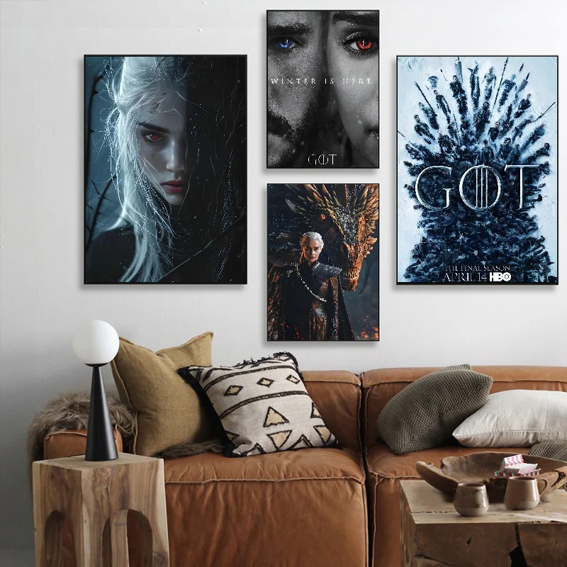 Sexy Girl TV Show G-game-of-Thrones Poster Self-adhesive Art Waterproof Paper Sticker Coffee House Bar Room Wall Decor