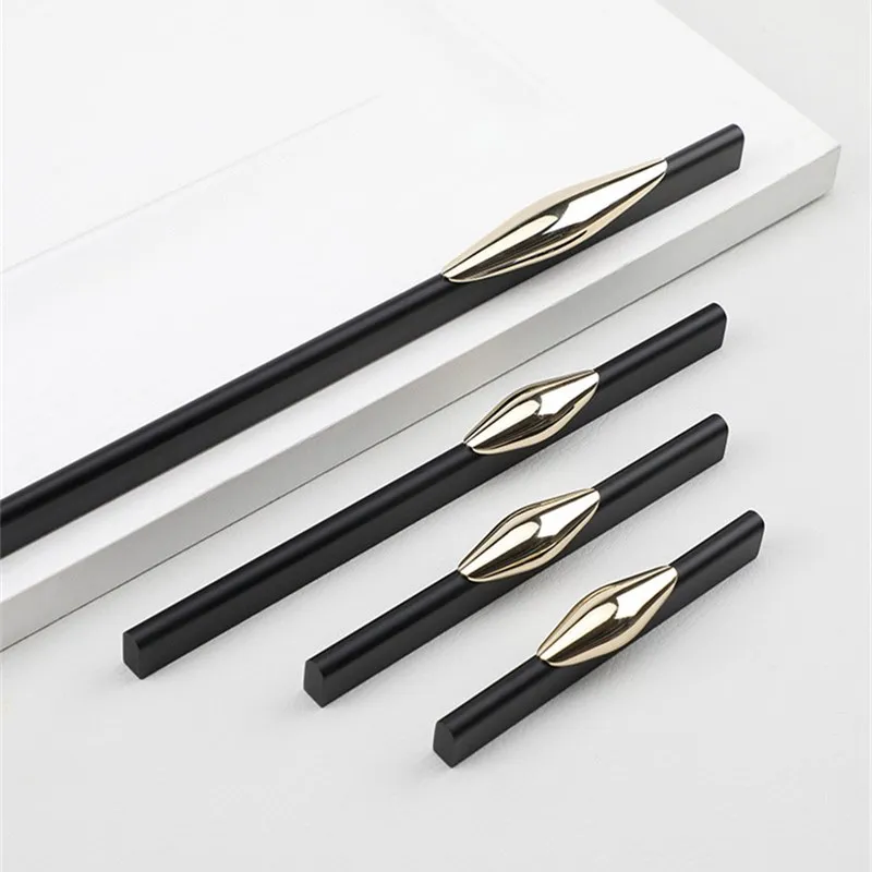 

KK & FING, простые черные и Золотые Зеркальные ручки из алюминиевого сплава для кухонного шкафа, металлическая фурнитура для мебели