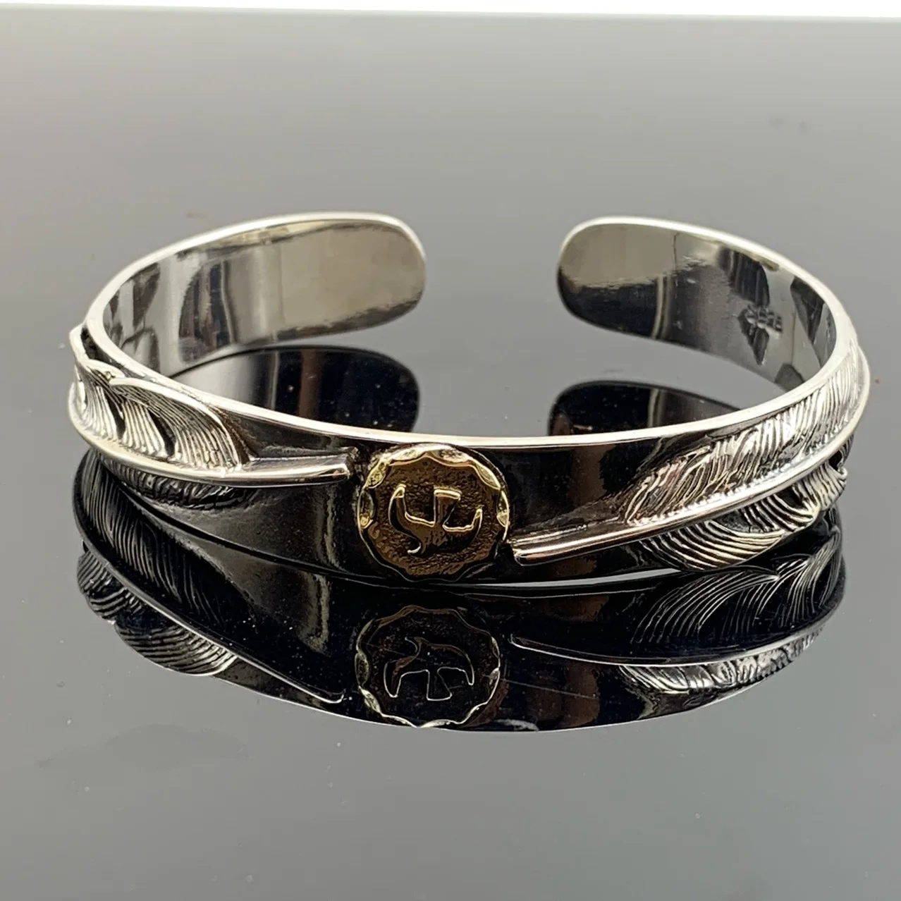 

Серебряный индивидуальный мужской и женский браслет в стиле хип-хоп, Открытый браслет с орлом и двумя перьями, ювелирные изделия в подарок