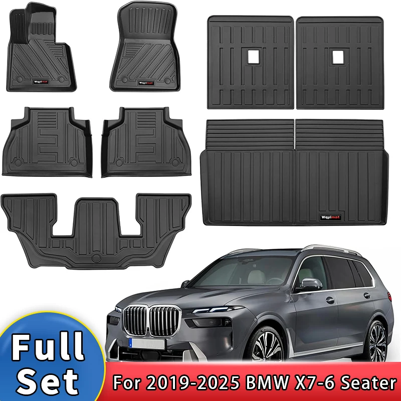 

На заказ для BMW X7 2019-2025 годов, 7 ковриков для сиденья, 3 ряда, грузовые коврики, подкладка багажника и 2-й, 3-й коврик для спинки для BMW X7 G07, аксессуары