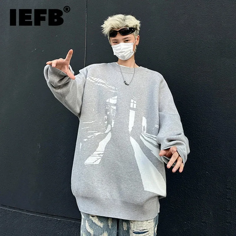 Мужские свитера IEFB в Корейском стиле Свободная трикотажная одежда контрастных